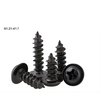 

Free shipping Black cross round head with mat self - tapping screw PWA disc head muon screwM1.2 M1.4 M1.7