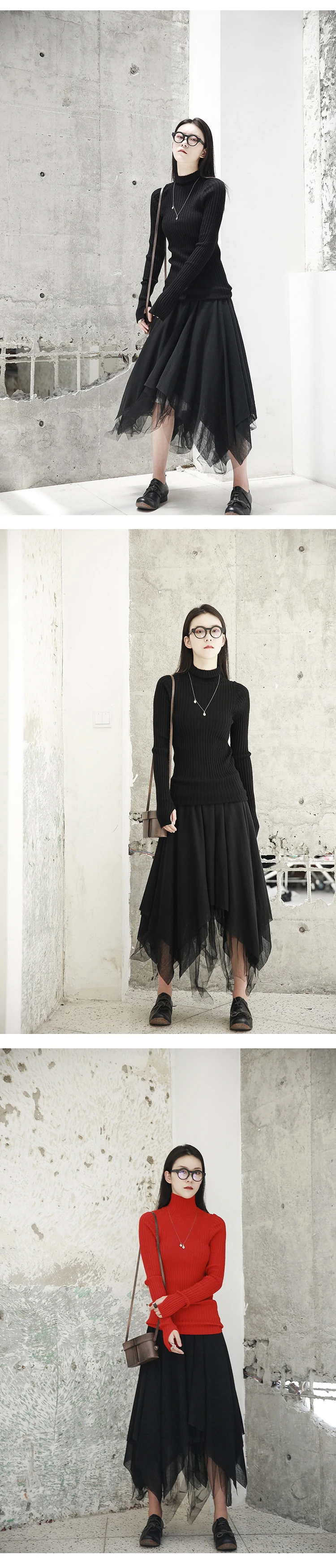 Owen seak Women Cotton Skirt High Street Style Ball Gown Clothing Autumn Dust Women Black Skirt