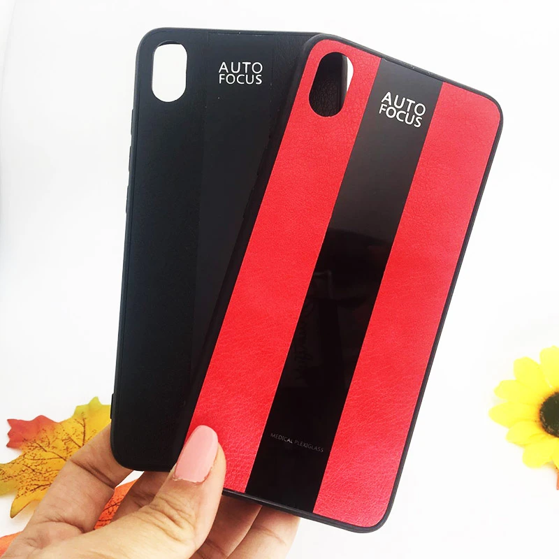

Case For Xiaomi Redmi 7A Back Cover Luxury PU Leather+Plexiglass Soft Frame On Xiomi Red Mi 7 A Phone Cases