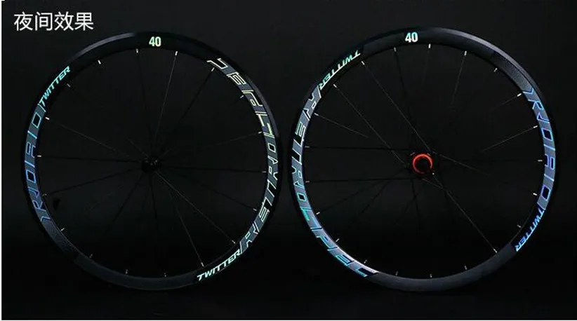 700C Road Bike Bicycle Ultra-light Aluminum Alloy Wheelset Sealed Bearing Carbon Fiber Hub Colorful Reflective Wheels 40mm Rim