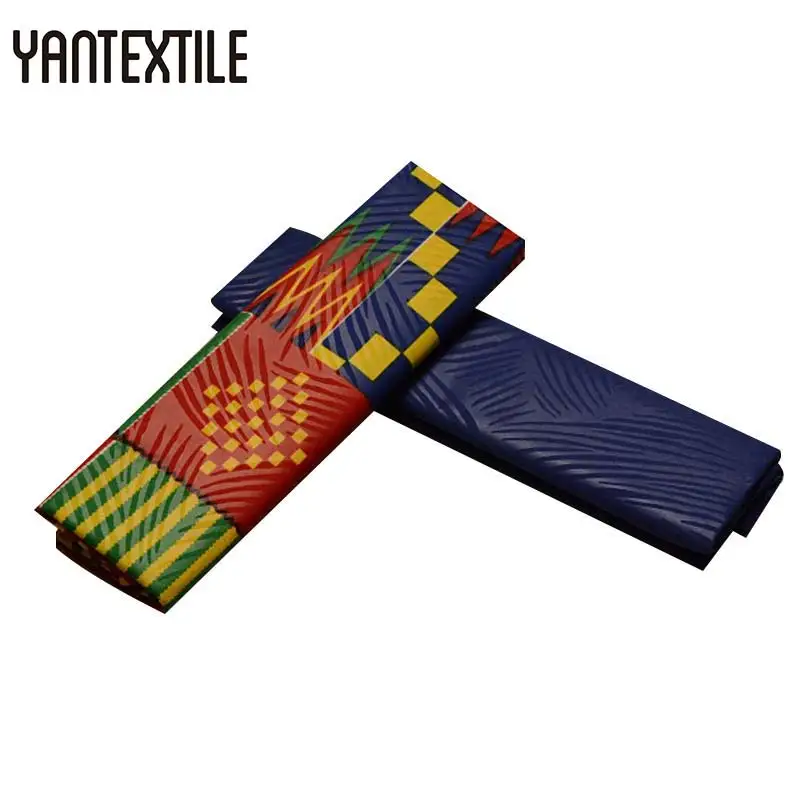 YANTEXTILE Анкара ткань Африканский настоящий воск принт тиснение Гана Kente Ткань 2+ 2 ярдов Tissu простое окрашивание африканская ткань Анкара