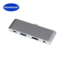 TRUMSOON סוג C כדי HDMI תואם USB 3.0 C SD TF כרטיס קורא Aux מתאם עבור iPad Pro Macbook סמסונג דקס Xiaomi 10 PS5 טלוויזיה