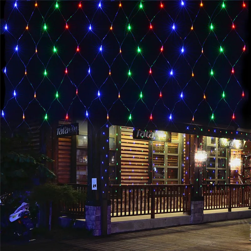 thumbnail image 1 of Guirnalda de luces LED de malla de 1,5 x 1,5 m, 3 x 2 m, 220 V, para ventana, para Navidad, bodas, fiestas y vacaciones, 1 of 5
