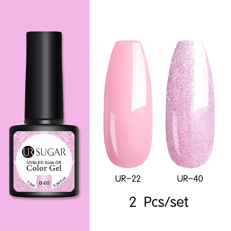 Set 18 Ur Sugar 7,5 мл розовое золото блестящий Гель-лак для ногтей розовый Цвет гель-блестки для ногтей искусство замочить от УФ-гель-лака УФ светодиодный - Цвет: Set 18