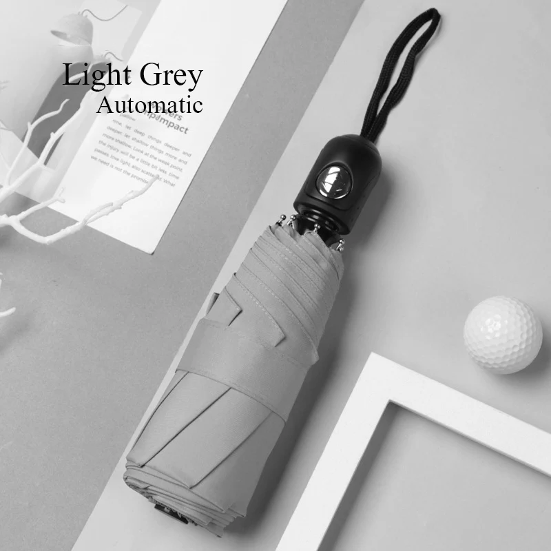 Light Grey Камер Мгновенной Печати Mini 8 костей автоматический зонт сплошной цвет пять-со складным зонтом, крепкий зонт 5 складной женщин Карманный Umbrellara у женщин - Цвет: Light Grey