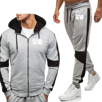 

SAO Sword Art Online Hoodies Men Harajuku Hip Hop Sportswear Fleece Warm Zipper jacket Male Sweatshirt Sweatpants Suit 2Pcs