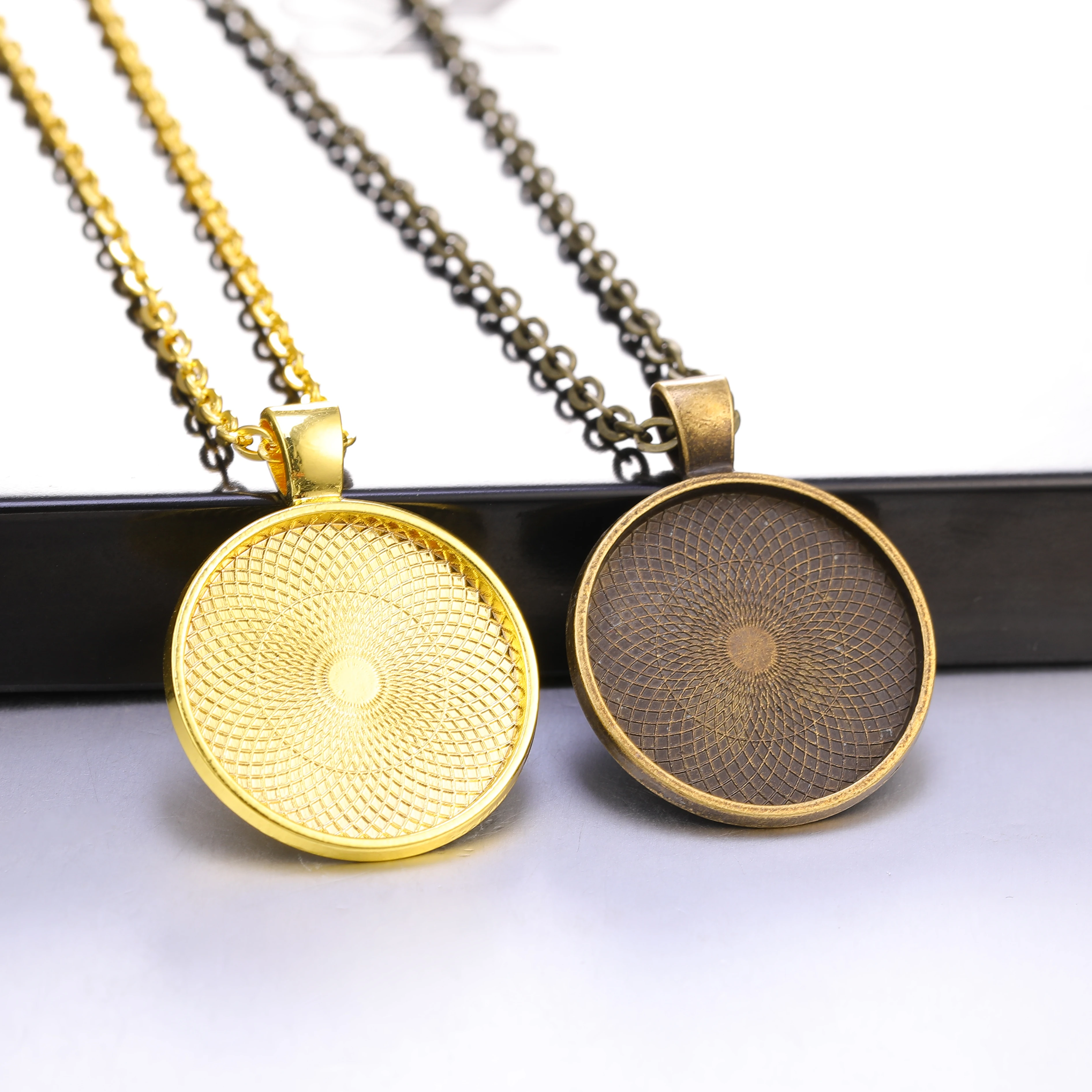 5 teile/los 50 cm Kette Anhänger Mit 25mm Cabochon Basis Lünette Liefert Charms Für DIY Halsketten Schmuck, Die Entdeckungen zubehör
