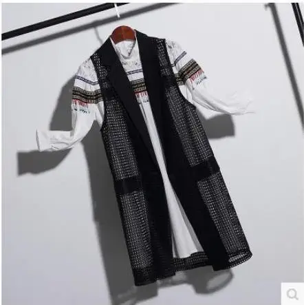 Полый готический цвет кардиган жилет длинный женский свободный Harajuku женский Плюс Размер Женская одежда LJ471