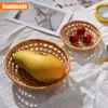 Handmade Rattan Weaving Round Storage Basket Fruit Dish Wicker Bread Basket Kitchen Food Picnic Bread Sundry Mini Container 3