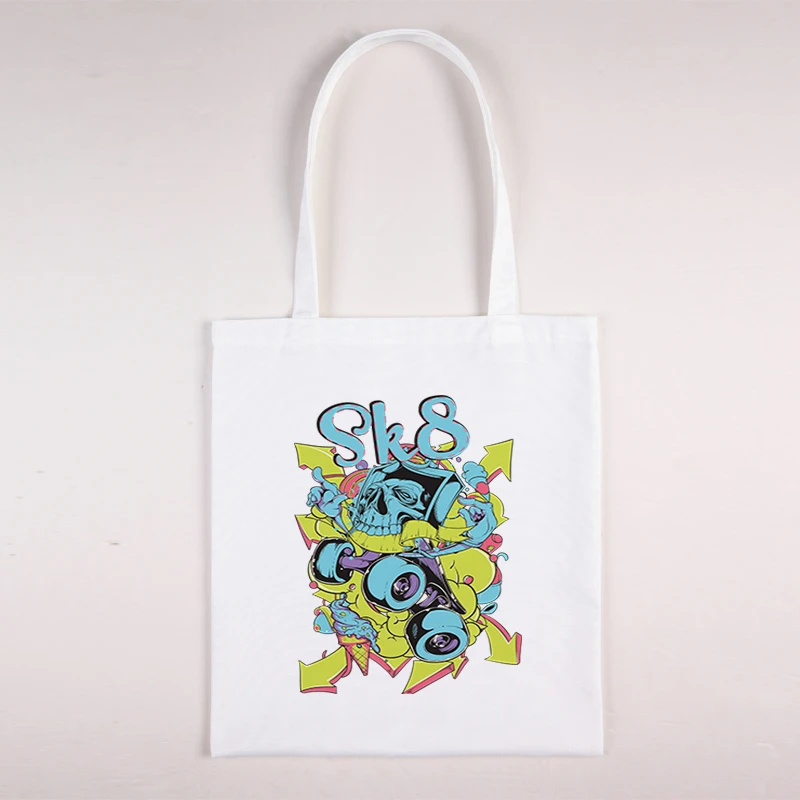 Skull Shoping Bags Customizable Logo Bag Mom Designer Handbags Canvas Cloth Anime  Tote Luxury Women's Handbag Shopper Shoulder|Túi mua đồ| - AliExpress