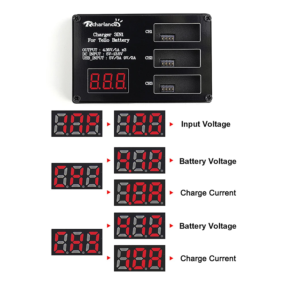 Зарядная плата 3 в 1 с умным цифровым дисплеем электронная Няня для Tello Ру дрона