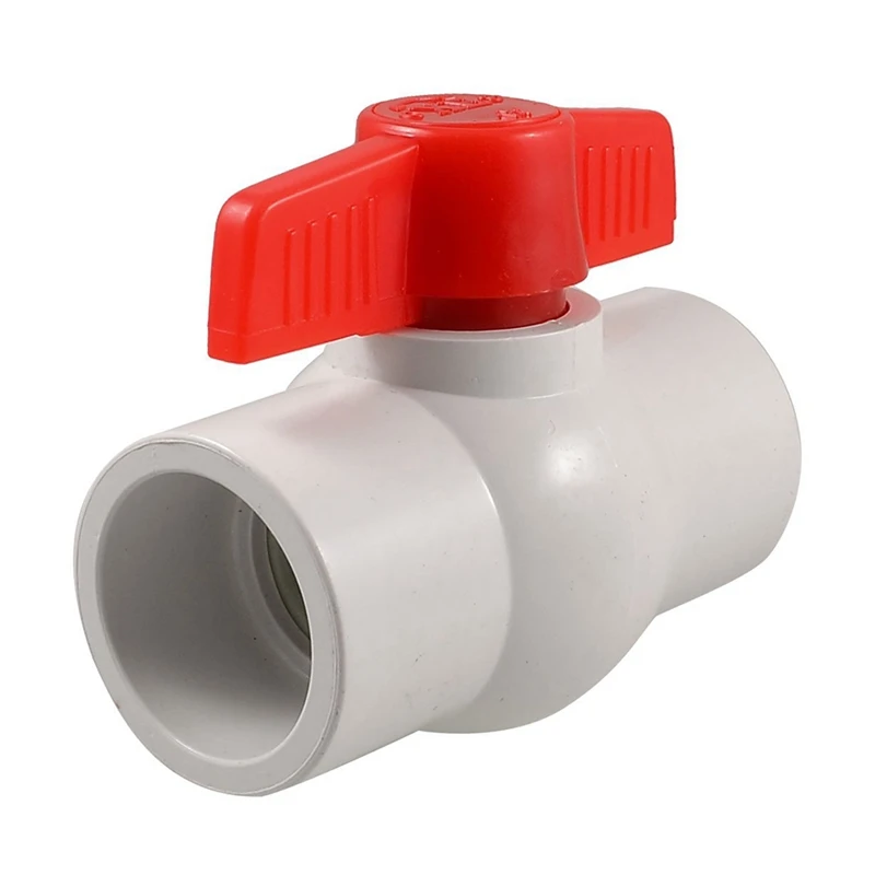 

Water Supply 1.6 inch x 1.6 inch Slip Ends 1/4 Turn PVC Ball Valve White Red