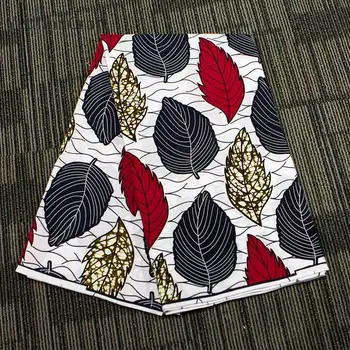 

YeulionCraft 1Yard/lot Red Leaves Printed Real Wax Fabric Cotton Ankara African Sewing Fabric For Dress Diy Sewing Crafts