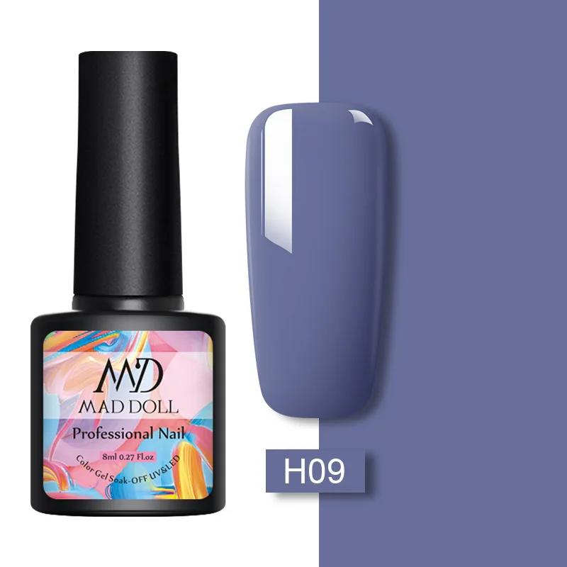 H09 MAD DOLL 8 мл Осень Зима Новая серия Цветной Гель-лак для ногтей личная гигиена лак цветной лак дизайн ногтей маникюр - Цвет: H09