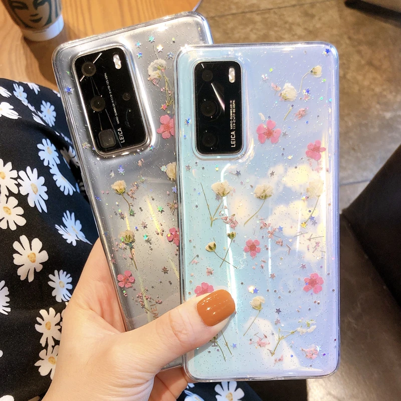 Мягкий чехол для телефона Huawei P40 Pro P30 P20 Lite Mate 20 30 Nova 3e 4 e 5 6 7 SE 7i сухой цветочный