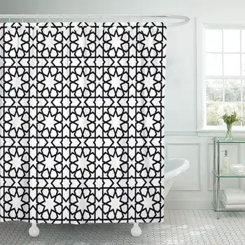 

Wall Moroccan Mosaic Pattern Marrakech Abstract Antique Arabic Architectural Shower Curtain Waterproof Polyester Fabric 60 x 72