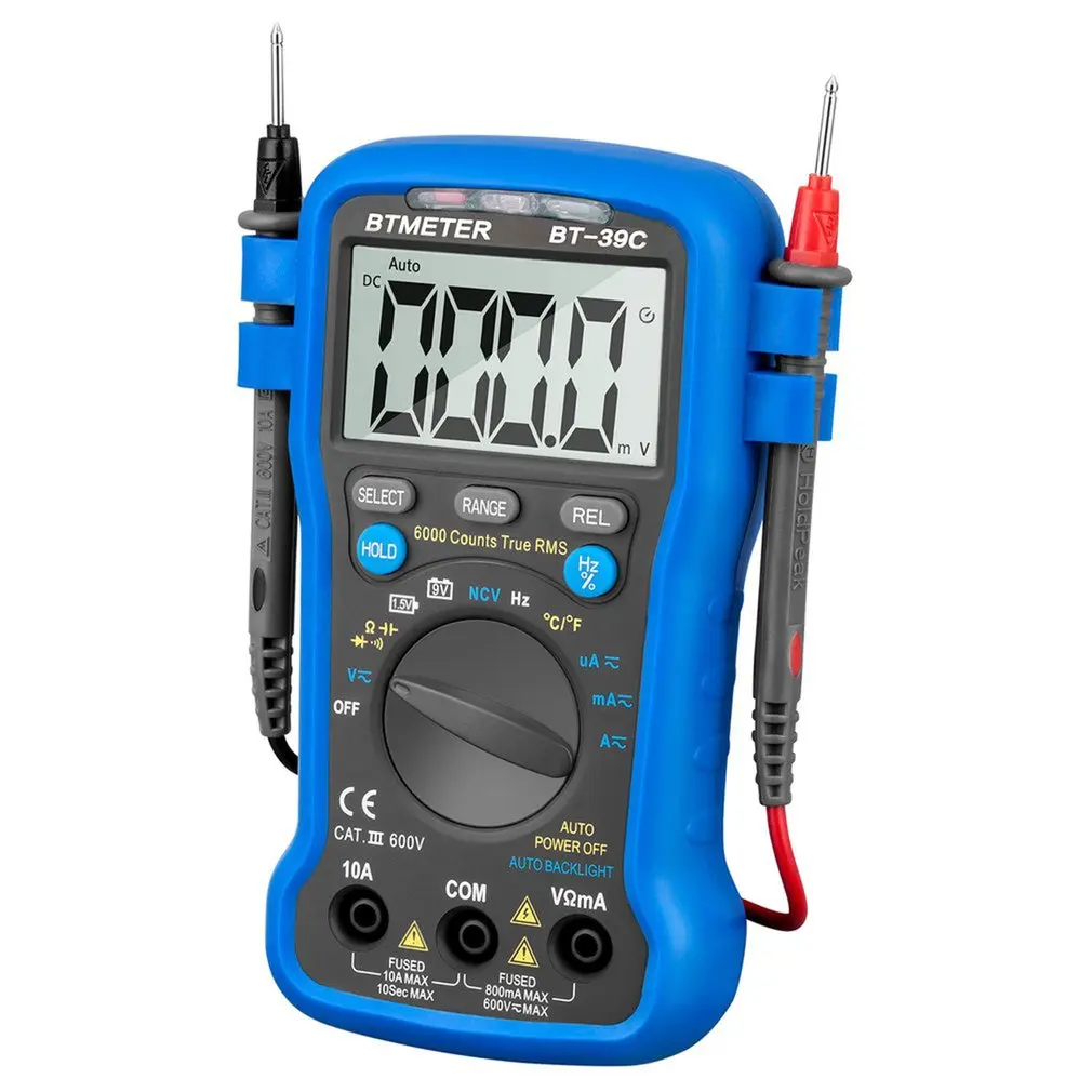 BT-39C Цифровой мультиметр Btmeter BT-39C/BT-39V/BT-39K/BT-39L Авто Диапазон Тестер Ac/Ac 6000 отсчетов истинный Rms Ncv Ом транзисторный тестер - Цвет: BT-39C