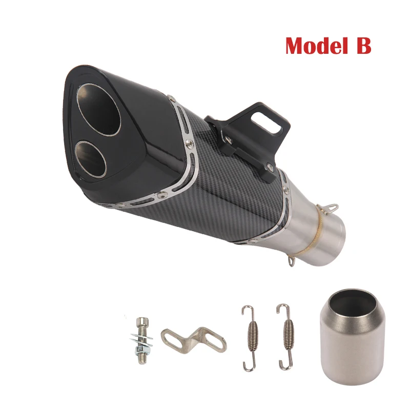 51mm Motorcycle Dual-outlet Pipe Exhaust Muffler Vent Pipe for ATV Dirt Street Bike Stainless Steel - Image 2