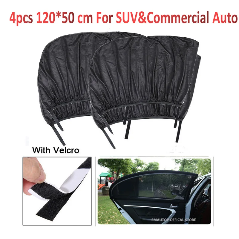 4pcs 120X50 for SUV 2 шт., козырек от солнца на автомобильное окно, задние боковые окна для детей, защищенные от ультрафиолета, козырек от солнца на заднее стекло, козырек от солнца, боковой козырек для внедорожника - Цвет: 4pcs 120X50 for SUV