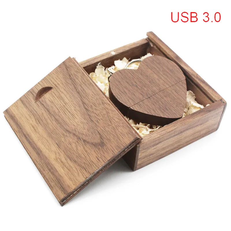 TEXT ME клен орех сердце+ коробка модель usb3.0 32GB usb флеш-накопитель usb3.0 Флешка 4GB 8GB 16GB любовь подарок для девочки - Цвет: Walnut wood