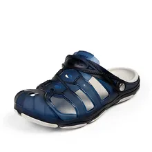 Летние дышащие шлепанцы с вырезами; Мужская обувь; обувь с отверстиями; прозрачная мужская пляжная обувь; шлепанцы с открытыми пальцами