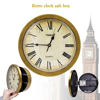 

Hidden Secret Storage Retro Wall Clock Home Decoration Safe Box Office Security Safe Money Stash Jewellery Valuables Storage Box