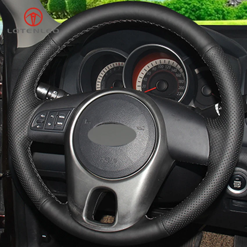 LQTENLEO черный натуральная кожа DIY чехол рулевого колеса автомобиля для Kia Forte 2008- Soul Rio Shuma 2009-2013 Venga 2009