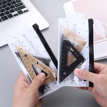 

4 Pcs/set Plastic Straight Triangle Ruler Protractor Drafting Supply Set Measure Tools School Examination Stationery Kids Gift