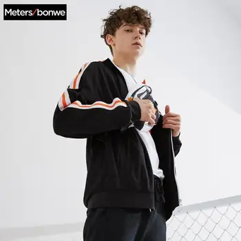 

Metersbonwe Spring New Fashion Stand Collar Jacket outdoor Baseball Jacket Male Teenager Jacket knitting Sports Jacket