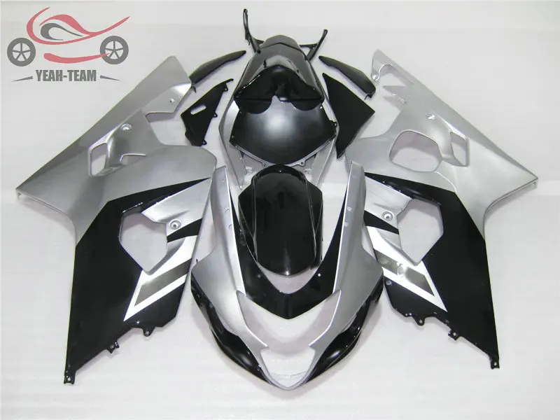 ABS пластик китайский обтекатель наборы для Suzuki GSXR750 04 05 GSXR 600 750 2004 2005 K4 серебряный черный мотоцикл Спорт Обтекатели набор