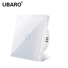 UBARO Touch Schalter EU Standard Weiß Kristall Glas Panel Licht Schalter Ac230v Schalter 1Gang Einzigen Lampe Touch schalter