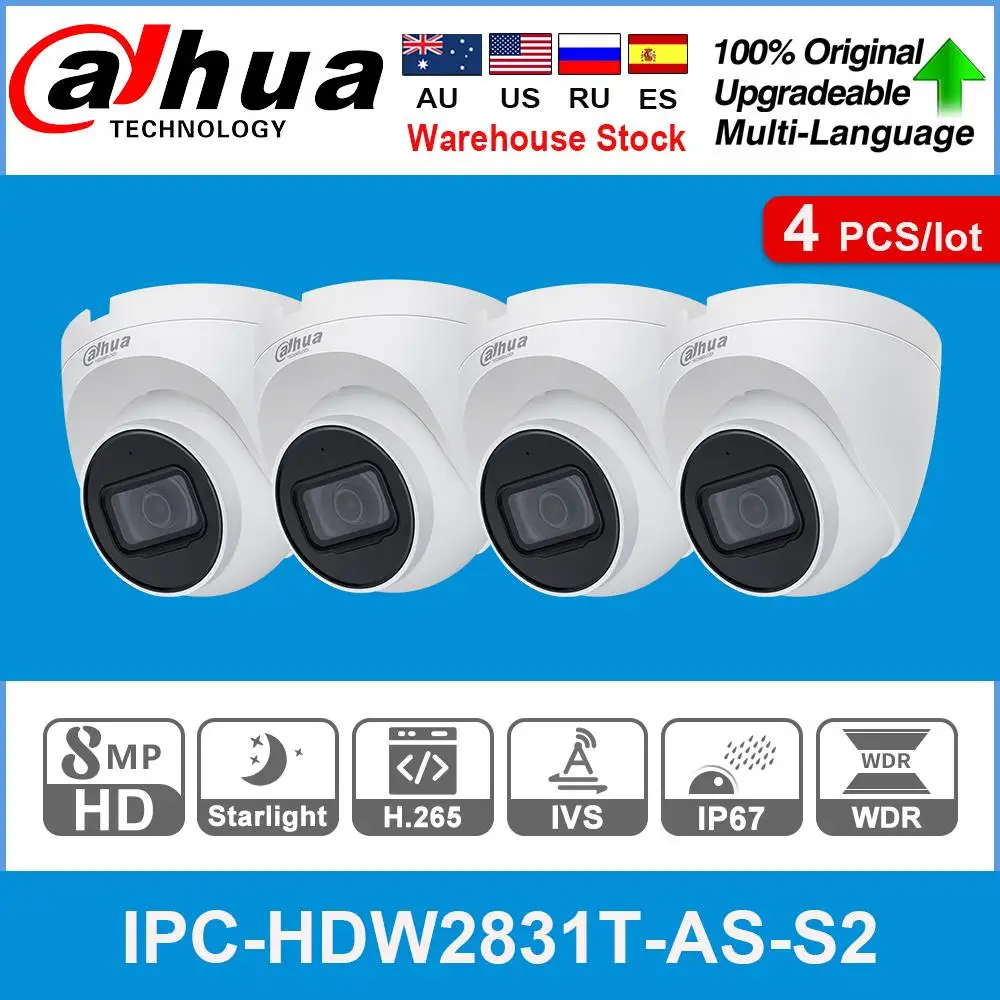 Сетевой видеорегистратор Dahua оригинальный IPC HDW2831T AS S2 4K POE Встроенный микрофон SD