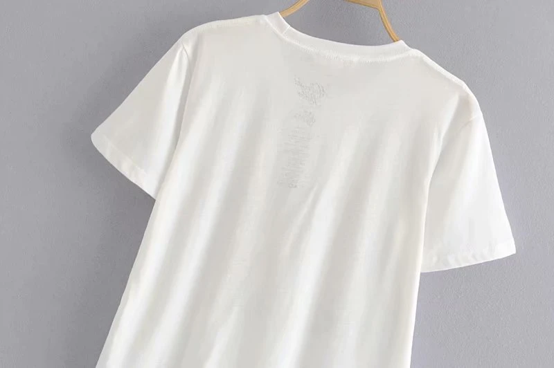 Boho chic Модные женские хлопковые топы с круглым вырезом и мультяшным принтом, футболка с буквами, женские футболки с коротким рукавом, большие размеры