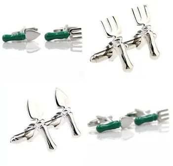 

10pairs/lot Creative Silver Fork Knife Cufflinks Enamel Plating Tableware Fork Spoon Cuff Links Men's Jewelry Gift Wholesale