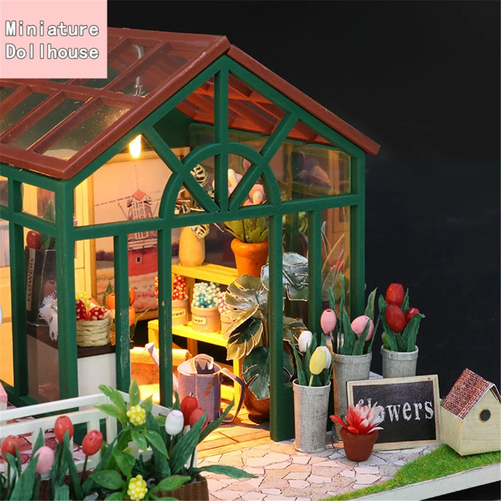 3D Деревянный Кукольный дом DIY миниатюрная мебель кукольный домик Модель цветок дом украшения творческие ремесла игрушка для детей подарок на день рождения# g4