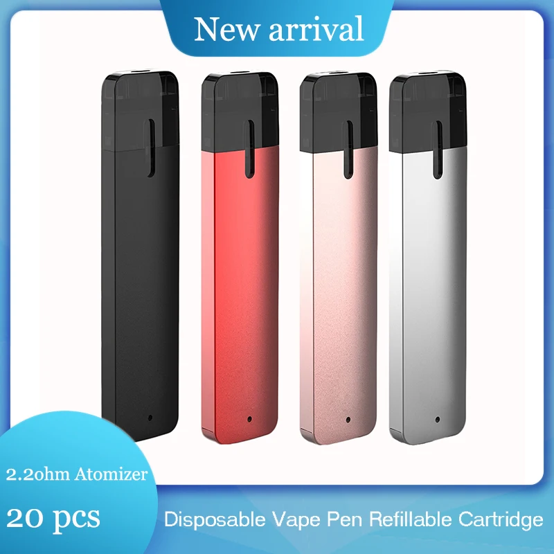 

20pc Disposable Vape Pen 280mAh 0.8ML Tank Refillable Cartridge 2.2ohm Atomizer For CDB E Cigarette Pod Pen For Quit Smoking