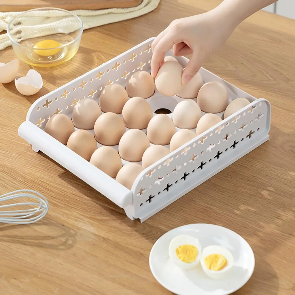 

Eggs Holder Plastic Storage Box Container Organizer Refrigerator Box 20 Grids Household kitchen refrigerator storage box rack