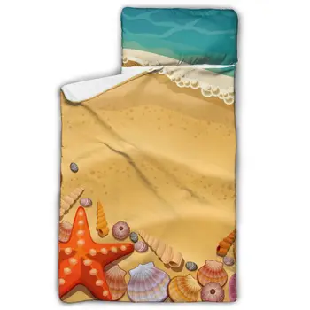 

Cartoon Shells On The Beach Toddler Nap Mat Children's Sleeping Bag with Removable Pillow for Preschool Daycare and Sleepovers
