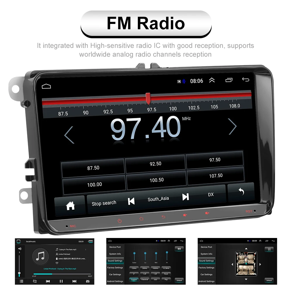 US $125.27 Podofo 2din Android car radio 91 Multimedia Player GPS navigation WIFI car stereo for VW Volkswagen Golf Skoda Seat Autoradio