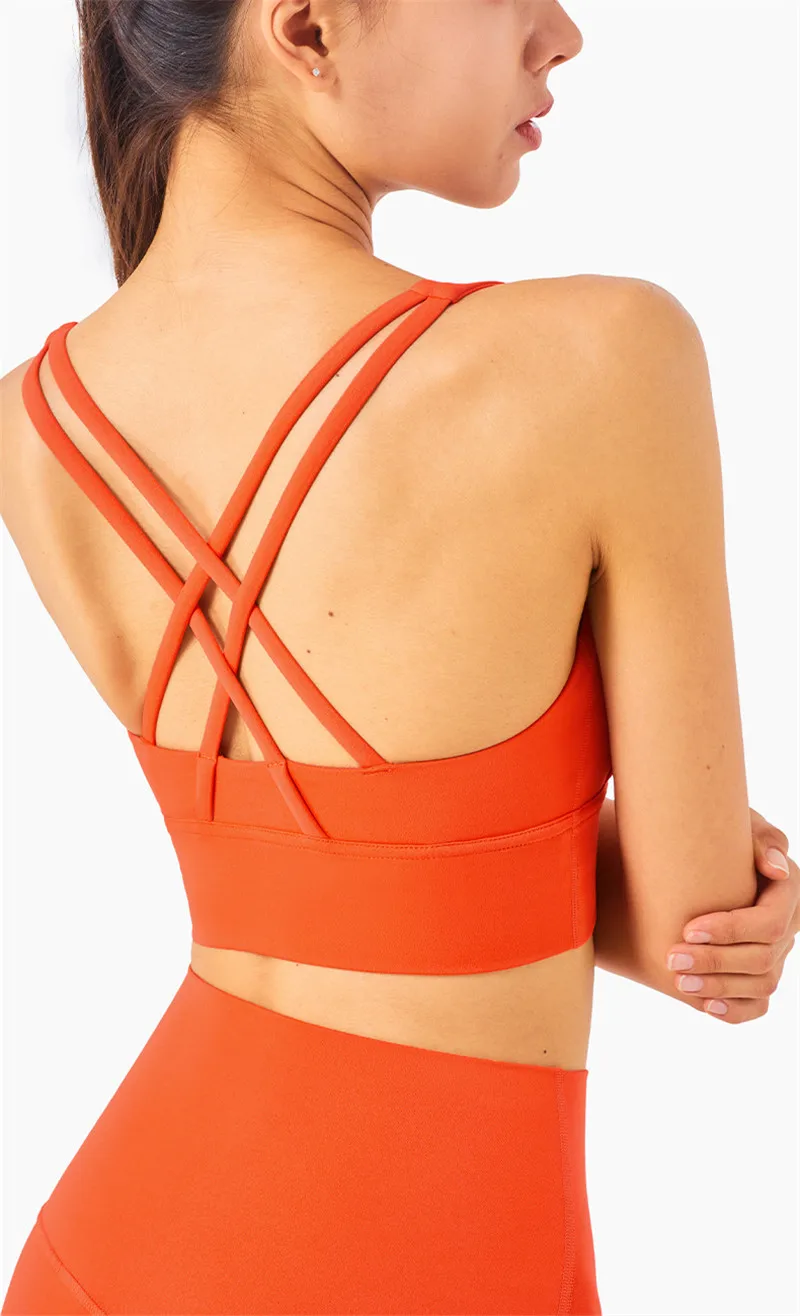 Lulu Hot Sell Gym Yoga Vest Athletic Fitness Women Sports Bra Solid Color Cross Sexy Tights Tank Top Butter Soft With Chest Pad Lulu Hot Sell Gym Yoga Vest Athletic Fitness Women Sports Bra Solid Color Cross Sexy Tights Tank Top Butter Soft With Chest Pad