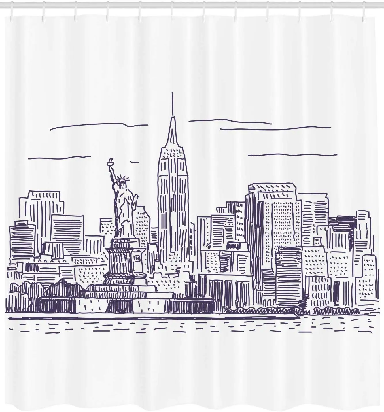 Занавеска для душа Нью-Йорк занавеска простой вид NYC of Liberty Freedom Ellis Island ткань с
