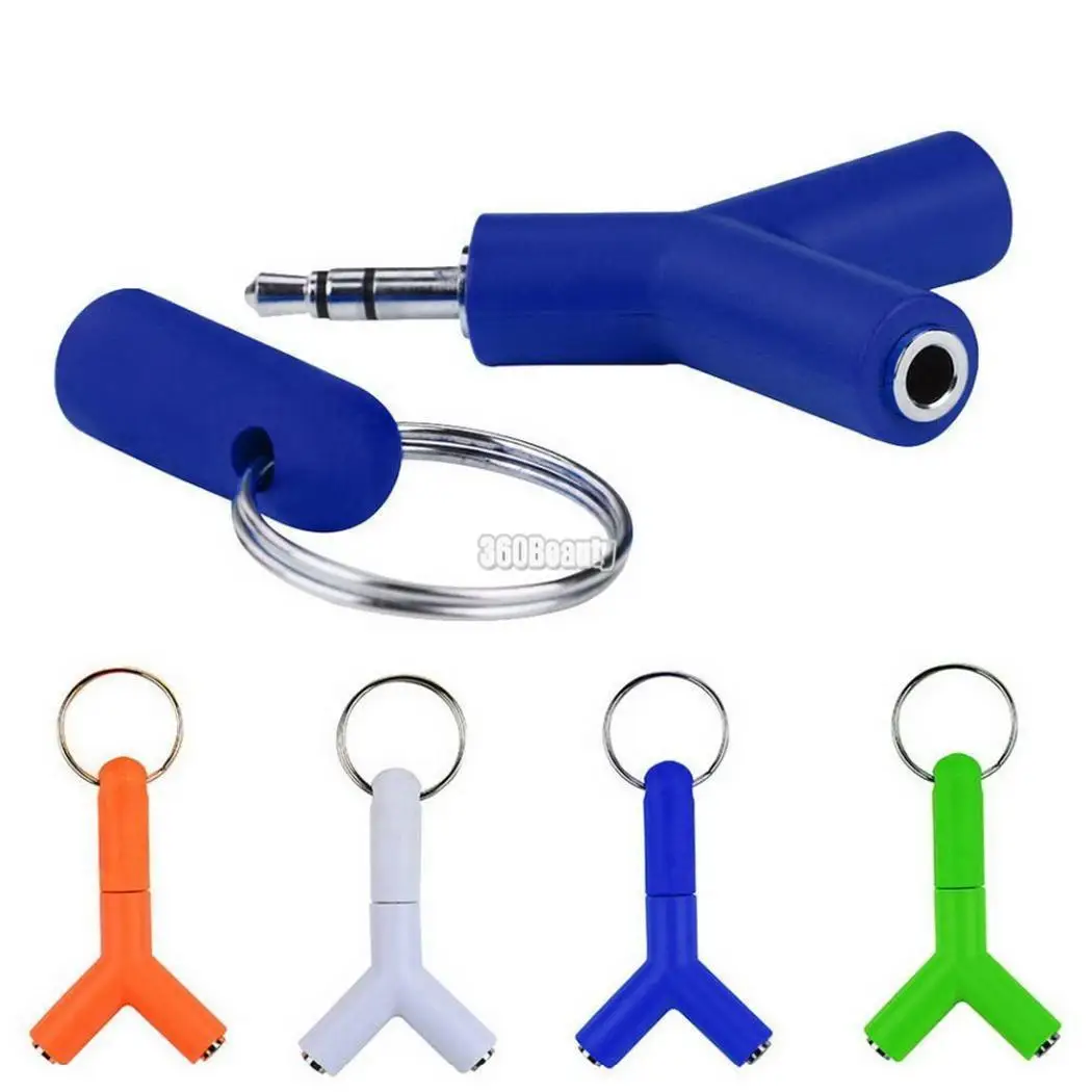 

General Jack Double Adapter Audio Converter 3.5mm Daily Adapter Key Ring Earphone Splitter Player Y Shape