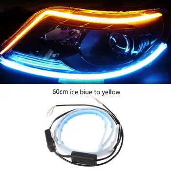 

2Pcs Auto Lamps For Cars DRL LED Daytime Running Lights Car Styling Accessories Turn Signal Guide Strip Headlight Assembly E7CA