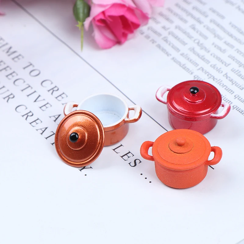 Hiawbon 5Pcs Dollhouse Pink Steak Pan Toast Baking Tray Oven Plate Stockpot Dollhouse Kitchen Accessory ,1//12 Scale
