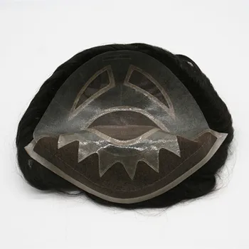 

Lace Front Zigzag PU Area Monofilament Top Men Toupee Human Hairpiece Hair Prosthesis