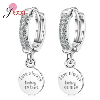 

Statement Fine 925 Sterling Silver Earrings Clear Cubic Zirconia Stone Inlay Paved Loop Rabbit Squre Heart Disc Geometric Charm