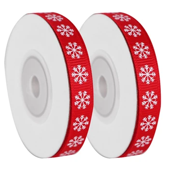 

HLZS-2 Rolls Snowflake Thread Ribbon, 3/8 Inch 10 Yards Christmas Ribbon, Gift Box Packaging and Holiday Decoration Ribbon