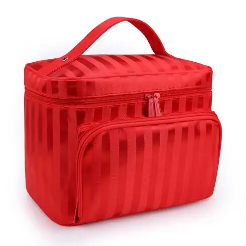 Stripe red Женские косметички квадратный полосатый органайзер косметичка дорожная косметичка Большая вместительная косметичка ZL900 - Цвет: Stripe red