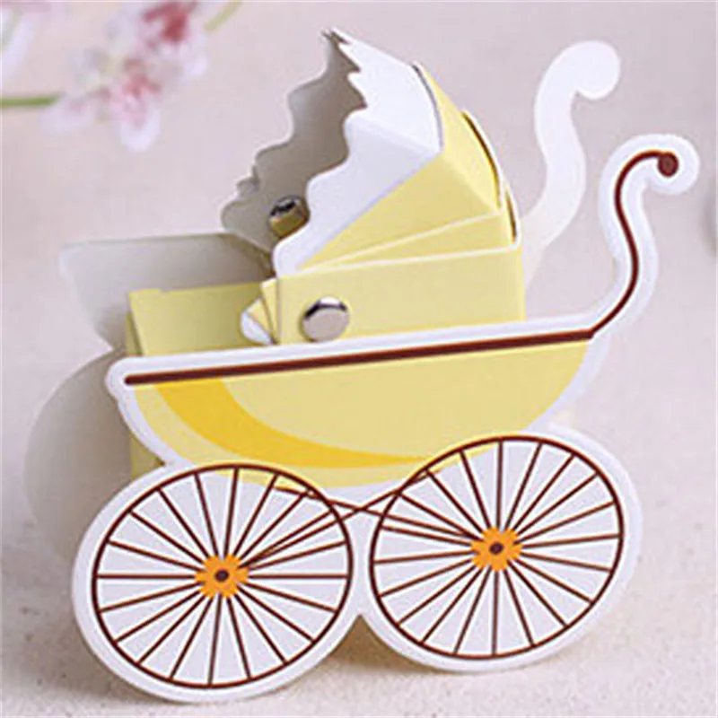 50pcs/lot Wedding Candy Box Stroller Shape Party Wedding Baby Shower Favor Paper Boxes Gift Event& Party Supplies