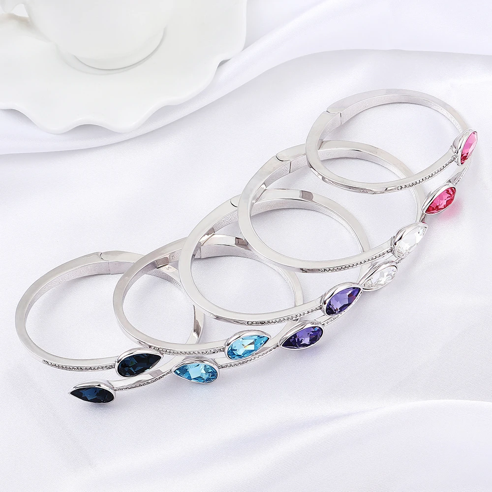 Роскошные двойные капли воды браслеты Кристаллы из браслеты Swarovski браслеты для женщин Мода Открытый браслет свадебные украшения